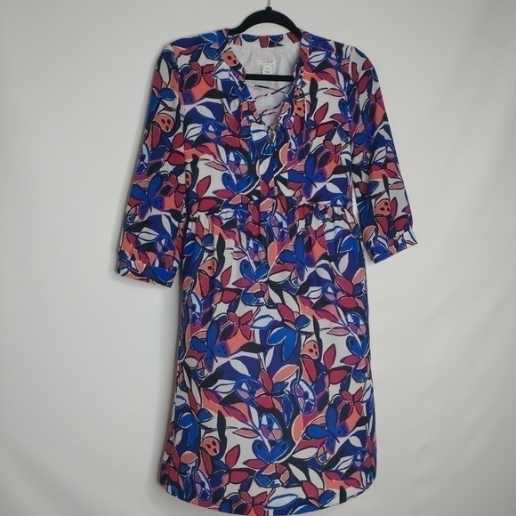 J. Crew Lace Up Butterfly Floral Printed Dress - Picture 6 of 12